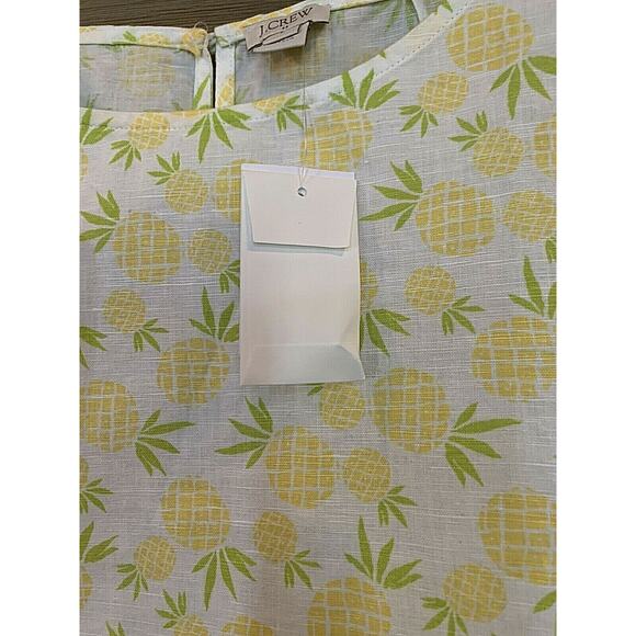 J.CREW Linen Top Short Sleeve Blouse Pineapple Print Women's Sz L -MSRP 64.50$ - Picture 7 of 9